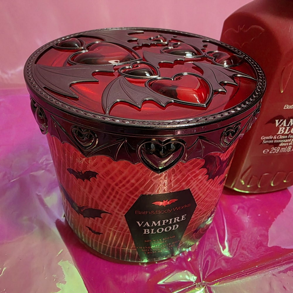 Bath & Body Works: Vampire Blood 3 Wick Candle + Vampire Blood Gentle Hand Soap - Picture 7 of 7
